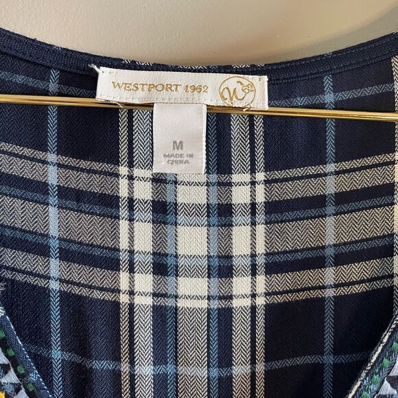 Westport Embroidered Plaid Long Sleeve Dress | SZ M - Picture 8 of 11